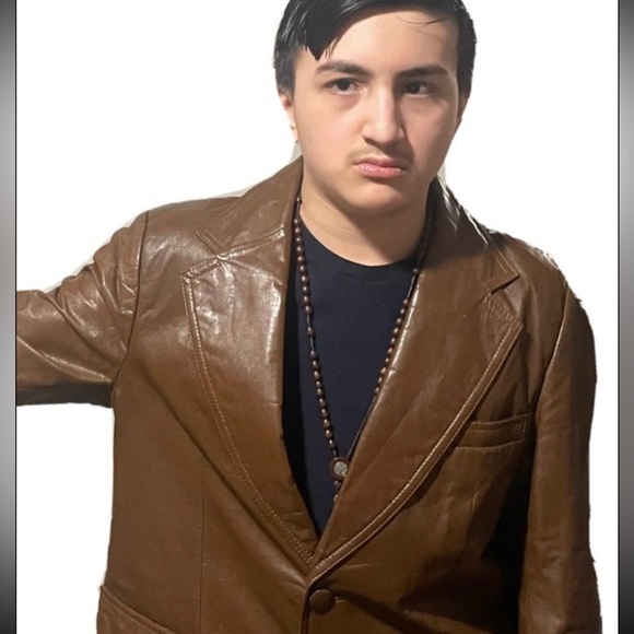 Japanese vintage sport coat style leather jacket small medium mens custom maker - Picture 1 of 9